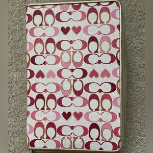 Coach Peyton pink heart patterned E-reader case